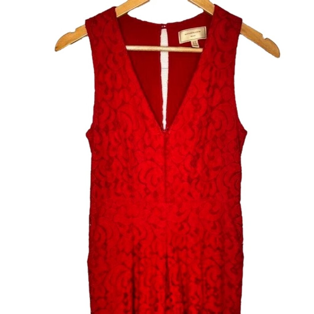 Moulinette Soeurs (Anthropologie) Jaeda Lace Wide-Leg RedJumpsuit, size 4 - Picture 6 of 6